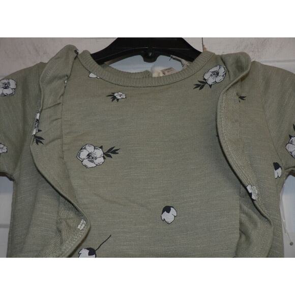 Jessica Simpson Long Sleeve Ruffle Dress &Diaper Cover In Floral Seagrass 18 Mth - Picture 2 of 5